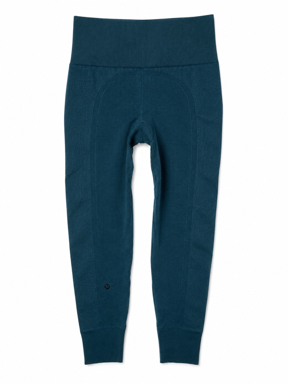 Lululemon Deep Teal Seamless High Rise Crop Leggings Size 6 Thick Knit